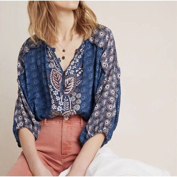 NWT Maeve Anthropologie letizia ruffle blouse XS - Picture 1 of 7